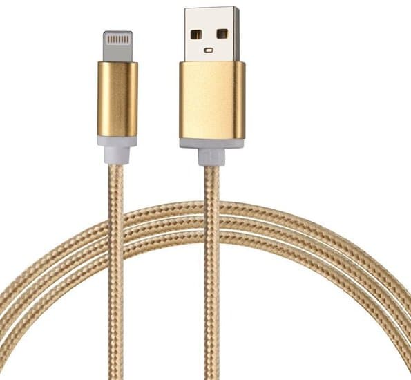Lightning-yhteensopiva USB-kaapelin kanssa nylon kestävä 1,5 metriä - kulta