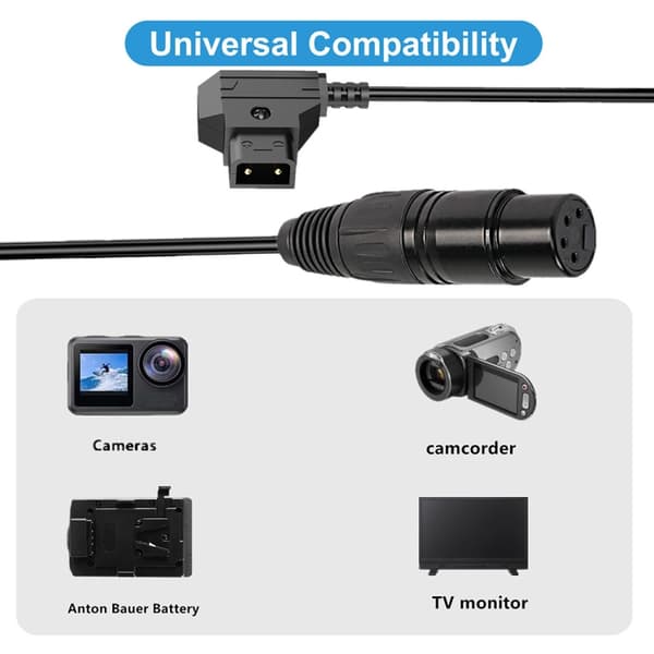 Adapterkabel D-Tap han til XLR 4-polet 1,5 m