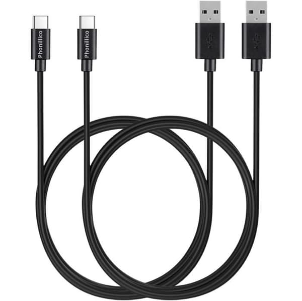 USB-C-kablar - Phonillico - Pack om 2 - Kompatibel med Nikon D6/D780/Z30/Z5/Z6/Z7/Z8/Z9 - 1 Meter - Svart