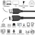 Miniatyrbild 2 av 6: Kabel för Canon PowerShot A300/A3000 IS/A310/A3100 IS/A3150 IS/A3200 IS - MINI USB/USB 2.0 Svart 1 Meter Phonillico®