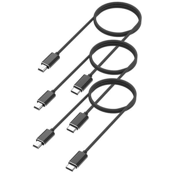 Lot 3 kablar för Canon DC330/DC410/DC411/DC420 - MINI USB/USB-C Svart 1 Meter Phonillico®