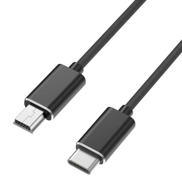 Kabel för Canon PowerShot A300/A3000 IS/A310/A3100 IS/A3150 IS/A3200 IS - Kabel MINI USB/USB-C Svart 1 Meter Phonillico®