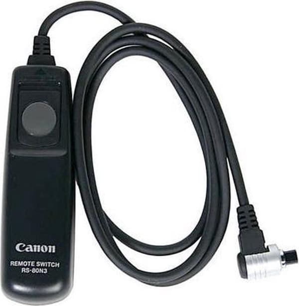 Canon RS-80N3 - Fjernbetjening - 1 knap - kablet - sort - til EOS 1, 10, 1D, 1Ds, 1N, 1V, 20, 3, 30, 40, 50, 5D, 5DS, 6D, 7D, D30, D60 , M6, R5, R6