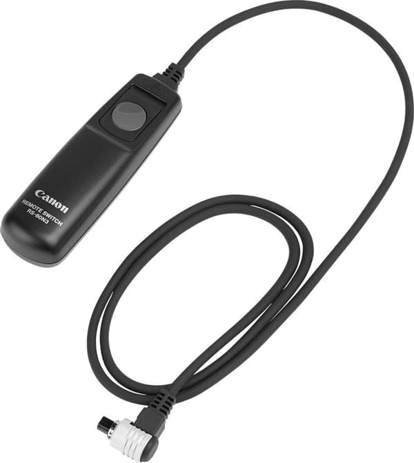 Canon RS-80N3 - Fjernbetjening - 1 knap - kablet - sort - til EOS 1, 10, 1D, 1Ds, 1N, 1V, 20, 3, 30, 40, 50, 5D, 5DS, 6D, 7D, D30, D60 , M6, R5, R6