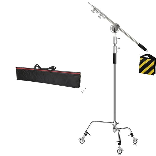 Valokuvaus C-tuki, 260 cm korkeus, liukuva jalkaominaisuus,2,6M poikkipalkkirenkaat