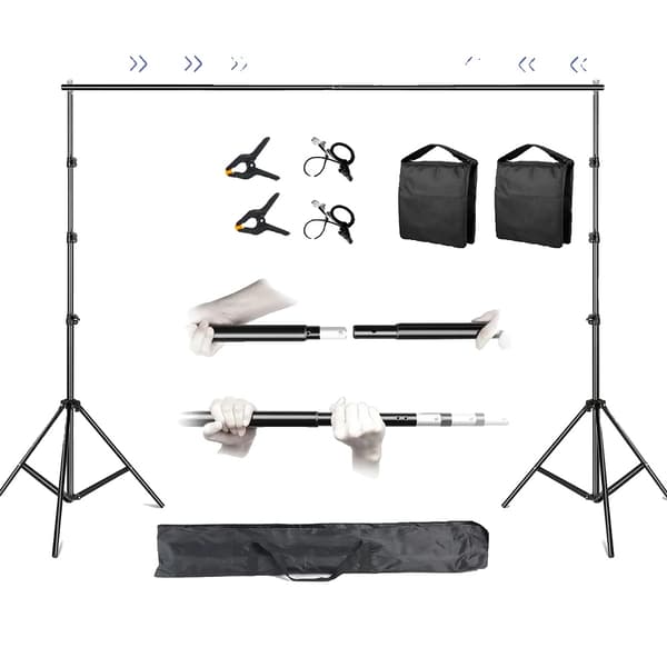 Fotovideostudio Bakgrundsställning, Justerbar Höjd, Hållbar Aluminiumkonstruktion,2,6x3M, Ny flexibel sandsäck