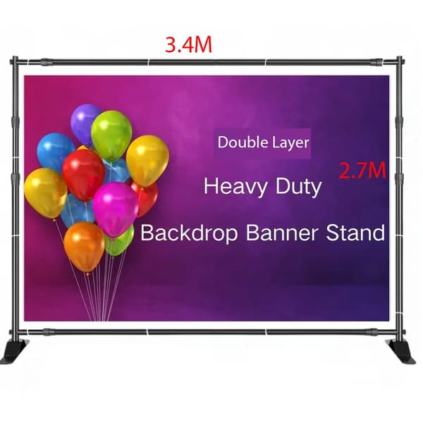 Backdrop Support System, Justerbar Højde, Bærbart Design,Dobbelt L 2,7x3,4M