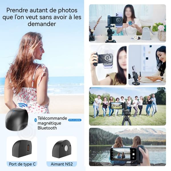 INN Tripodadapter 14,4x9,9cm bluetooth magnetisk stativadapter smartphone stabiliserad fjärrkontrollfotografi