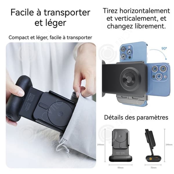 INN Tripodadapter 14,4x9,9cm bluetooth magnetisk stativadapter smartphone stabiliserad fjärrkontrollfotografi
