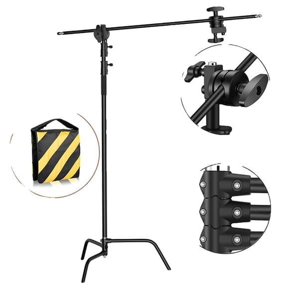 C-Stand, Säädettävä Korkeus 1,3M - 2,6M, Kestävä Ruostumaton Teräs,SH-MST-40B