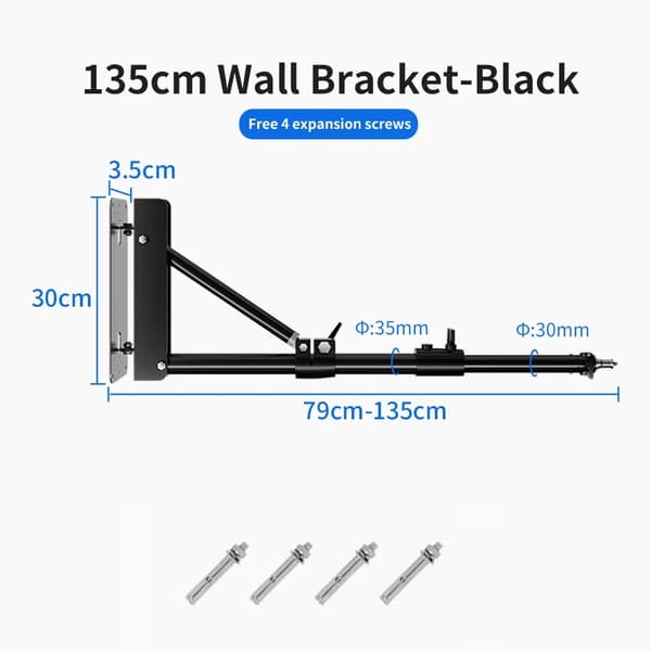 Vægbeslag Boom Arm, Justerbar Længde op til 135 cm, Rotérbart Design,170cm