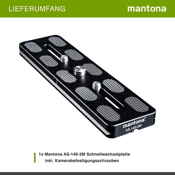 Attache Rapide Amovible - MANTONA - AS-140-2M - Aluminium CNC - Kompatibel med Arca-Swiss - 140x38x10mm