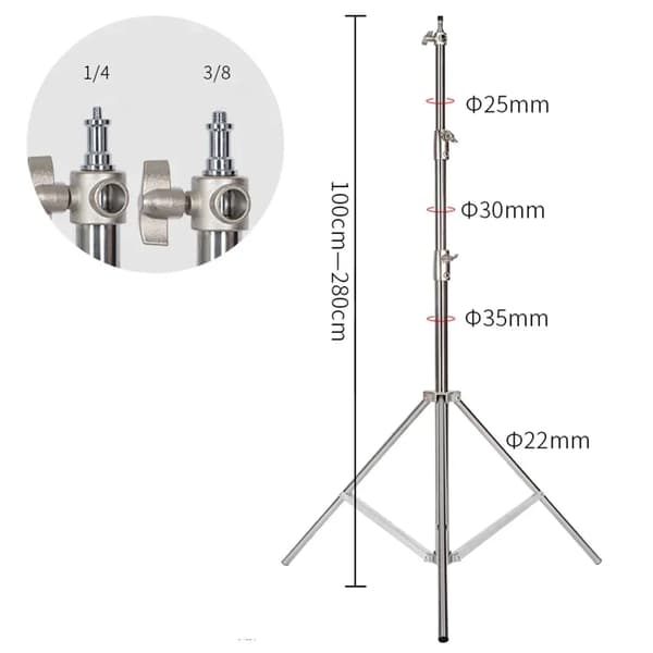 Fotostativ, Höjdjusterbart upp till 290 cm, Robust aluminiumlegering,1st Aluminiumstativ
