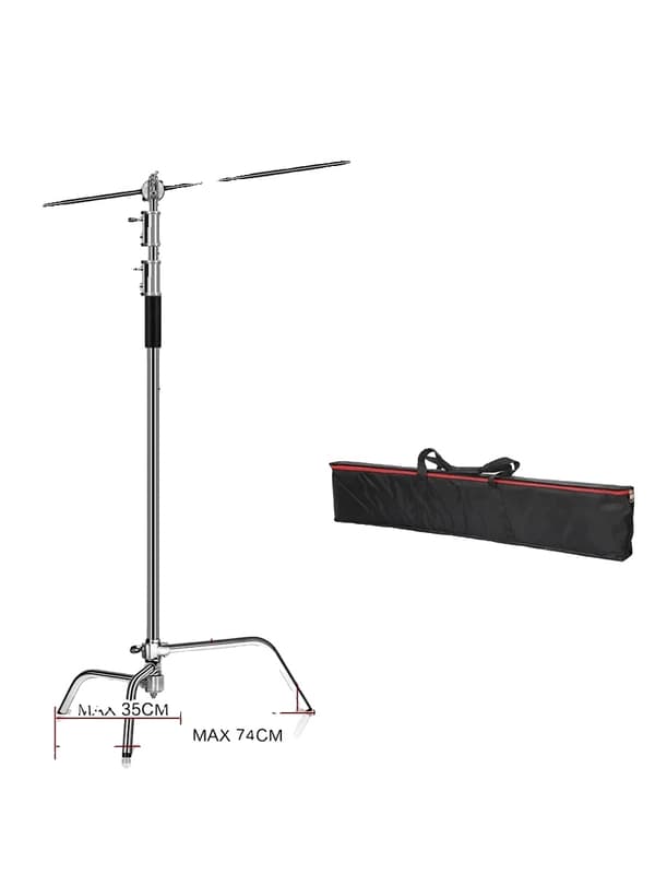 Fotografi C-Stand, 260 cm Max Höjd, Glidben för Ojämt Terräng,2.6M med väska