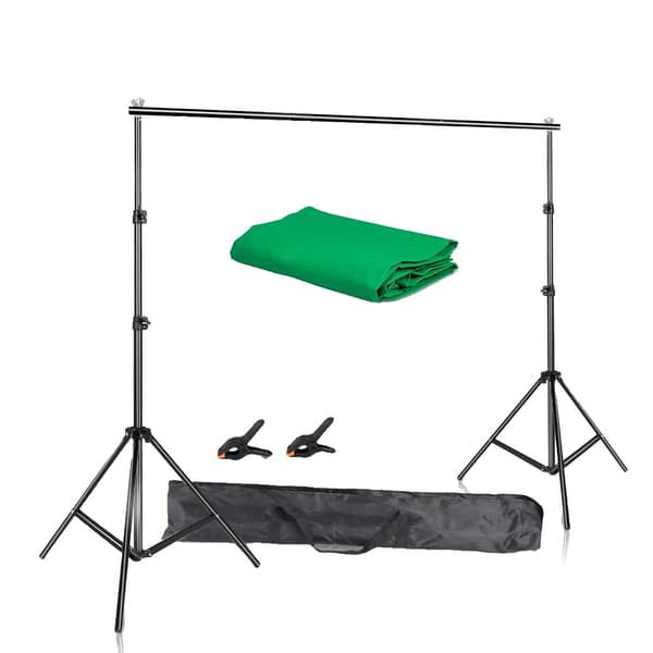 Bakgrundssystem Kit, 2X3M Grönt Tyg, Teleskopisk Bakgrundsställning,Med grön tyg, 2 x 3 M