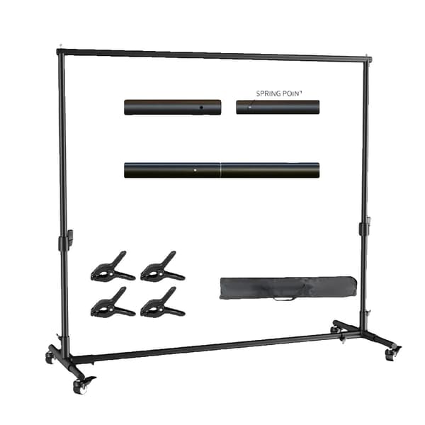 Backdrop Stand System, Justerbar Tværstang, Inkluderet Bærepose,2Mx3M, Med Hjul