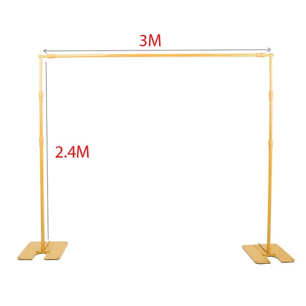 Backdrop Support System, Justerbar Højde, Bærbart Design,Guld 2.4x3M
