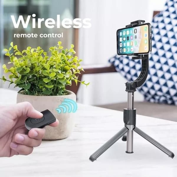 Selfiestativ med Bluetooth-fjärrkontroll Tripod Gimbal Stabiliserare Svart SSTR-L08 Monteringsstödset