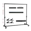 Miniatyrbillede 2 af 2: Justerbar baggrundsstativ, 79 cm-260 cm højde, 4 tværstænger,Med hjul, 2x3M