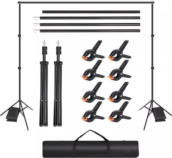 Fotostudio Baggrundsstøttesystem, Justerbar Højde 72 cm til 210 cm, Sammenklappelig Tværstang Design, Letvægts og Bærbar