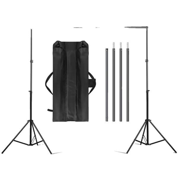 Fotostudio Baggrundsstøttesystem, Justerbar Højde 72 cm til 210 cm, Sammenklappelig Tværstang Design, Letvægts og Bærbar