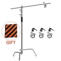 Miniatyrbillede 2 af 2: Lysstativ Tripod, Justerbar Højde 2,6M, Robust Rustfrit Stål,2.6M med hjul