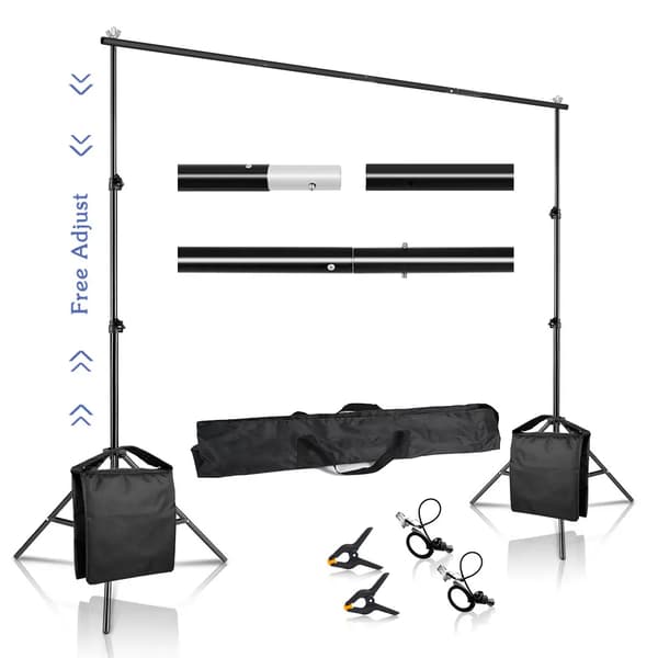 Fotovideostudio Bakgrundsställning, Justerbar Höjd, Hållbar Aluminiumkonstruktion,Ny lägg till sandsäck, 2x3M
