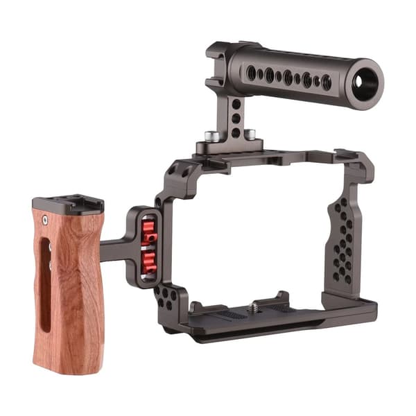Kamerahållare Kit, L-fäste Design, Ergonomiskt Trähandtag,A