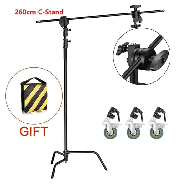 Fotografi C-Stand, 330 cm Justerbar Højde, Inkluderer Sandpose og Hjul,SH-MST-30B-1