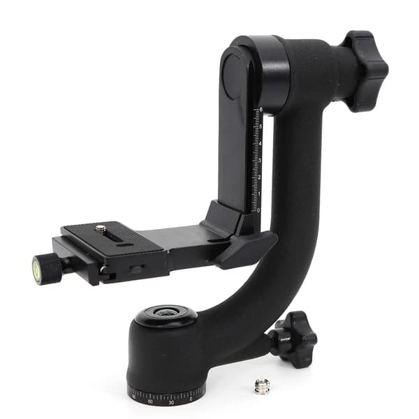 Panoramisk Gimbal Stativhuvud, Justerbar Höjd, Precise Positionering,svart