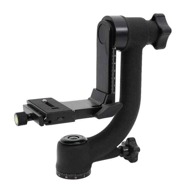 Panoramisk Gimbal Stativhuvud, Justerbar Höjd, Precise Positionering,svart
