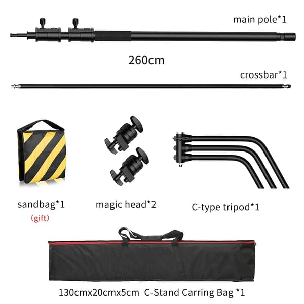 Fotografi C-Stand, Holdbart Rustfrit Stål,SH-MST-30B-2