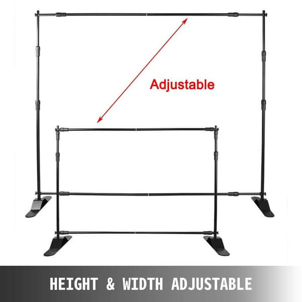 Baggrunds Banner Stand, Justerbar Højde & Bredde, Kraftig og Holdbar,2400x2400