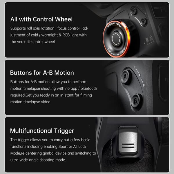 Smartphone Gimbal Stabilizer, 3-akse, OLED-display
