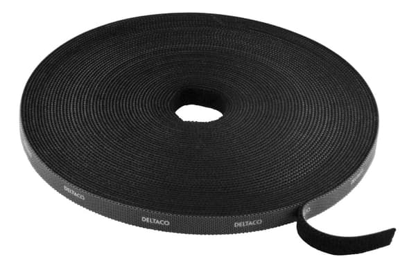 Hook and loop fastener cable ties, width 10mm, 15m, black