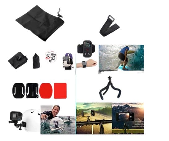 INF Tilbehørssett for actionkamera med 58 deler GoPro 9/8/7, Insta 360, DJI Osmo Action