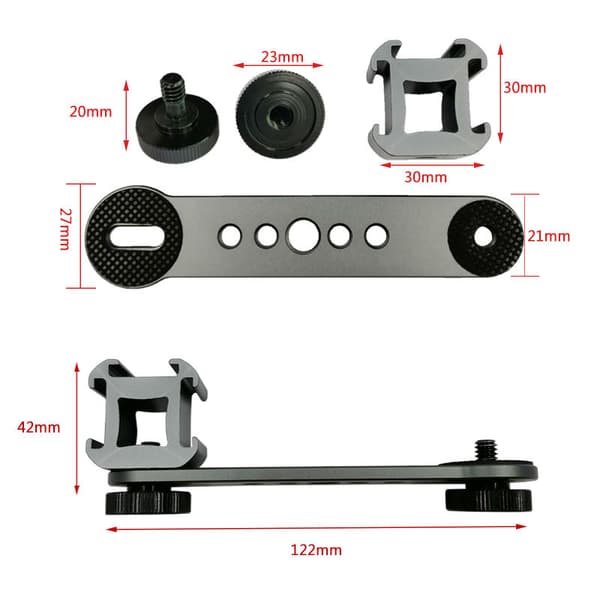 Aluminiumlegering Hot Shoe Förlängningsfäste Hot Shoe Mounts Förlängningsfäste Svart