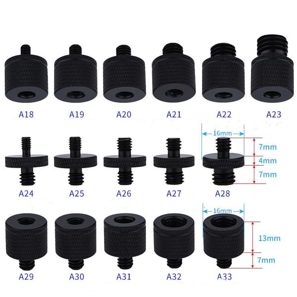 Kameragevind 1/4 Inch skruer til stativ, stativ, kuglehoved 16-delt