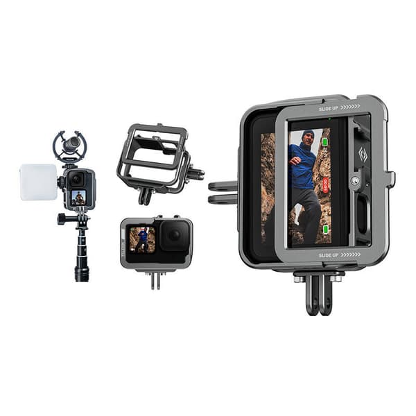 TELESIN aluminiumsbur til GoPro Hero 12/11/10/9 +vertikal adapter