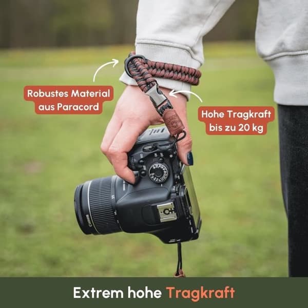 Dragsnodd för kamera - C-Rope - Klon - Handflätad - Clipöggla - Paracord