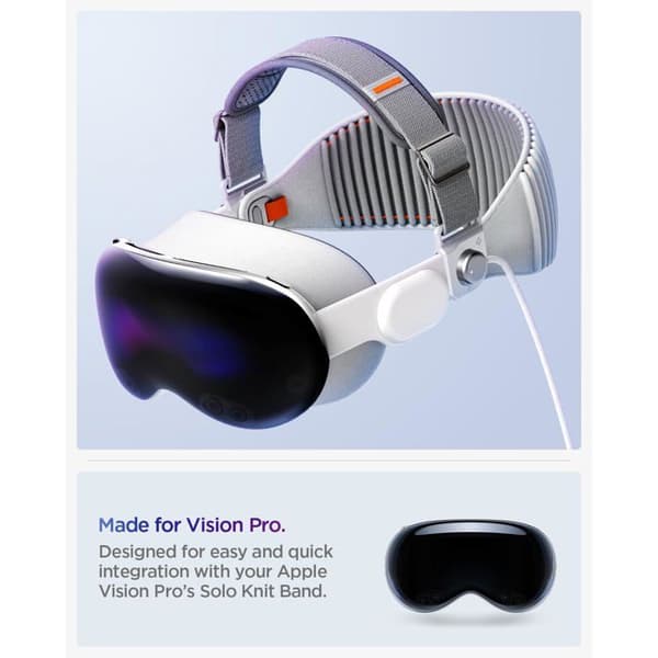 Spigen - AFA07255 - DR210 Vadderad Huvudband Kompatibel med Apple Vision Pro VR Huvudband - Grå Kolfiber