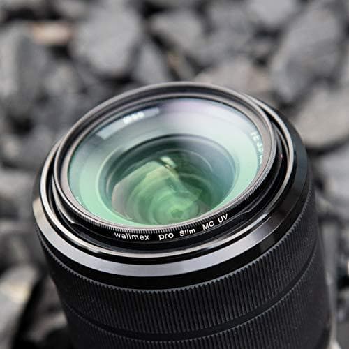 Panasonic H-FS45150EKA LUMIX G Vario telezoom 45-150 mm F4.0-5.6 ASPH. Linssi (90-300 mm KB, OIS-kuvanvakain) musta & Walimex Pro UV-suodatin Slim MC