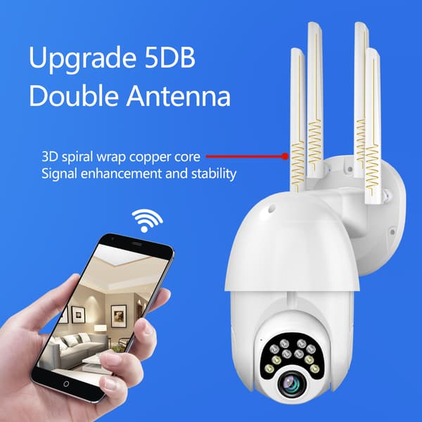 10LED Kamera Sikkerhed HD 1080P PTZ IP Tovejs Audio Voice Alarm Wifi Kamera Vandtæt Night Vision Udendørs