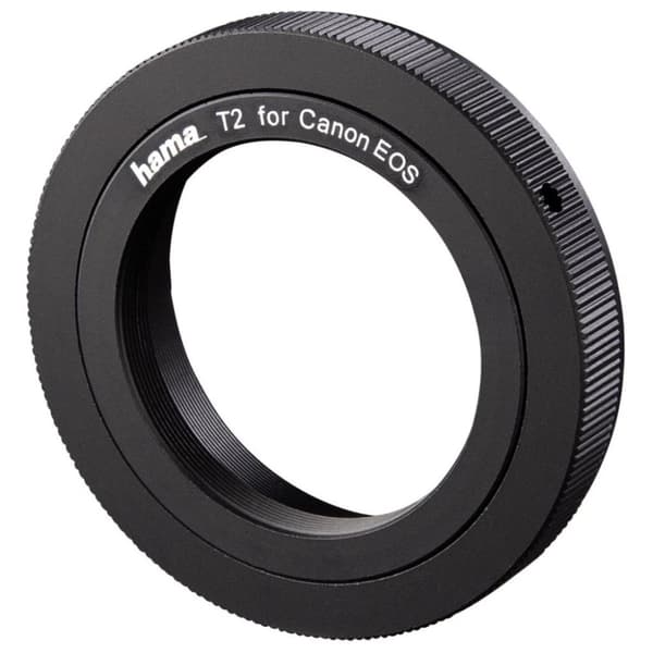 Hama-objektiivisovitin kameroille T2-liittimellä ja Canon EOS -objektiivilla