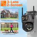 Miniatyrbild 3 av 7: IP-kamera 5K 9MP HD Utomhus Tre Linser 2 Skärm WiFi PTZ-kamera 4K 8MP Rörelsedetektering Video Säkerhetskamera. 64G minneskort