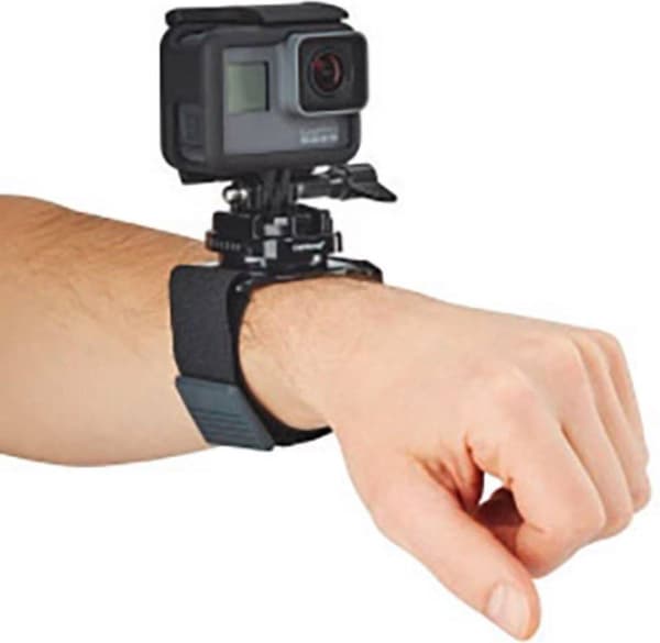 Mantona - rannekoru 360 astetta kääntyvällä GoPro-telineellä (GoPro Hero 6 5 4 3+ 3 2 1) - Musta - Malli 21277