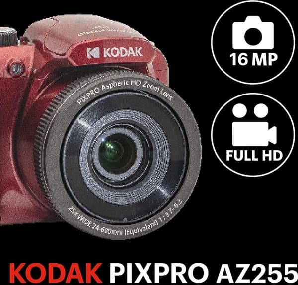 Kodak PIXPRO AZ255 1/2,3" kompakti kamera 16,35 MP BSI CMOS 4608 x 3456 pikseliä punainen (AZ255RD)