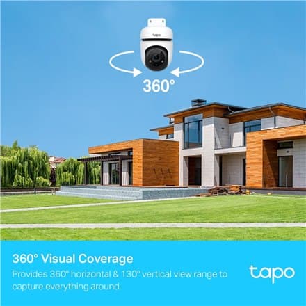 TP-LINK Pan/Tilt WiFi säkerhetskamera, modell TC40 Dome, 2 MP, 3mm, IP65, H.264-kodning, Micro SD-kort upp till 512GB. Idealisk