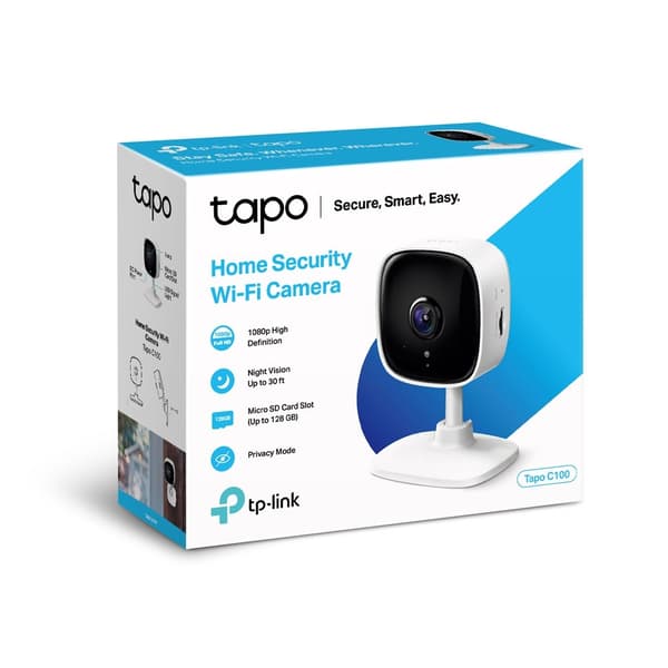 TP-LINK | Kotiturvallisuus Wi-Fi-kamera | Tapo C100 | Kuutio | MP | 3,3 mm/F/2,0 | Yksityisyystila, ääni- ja valohälytys, liiketunnistin