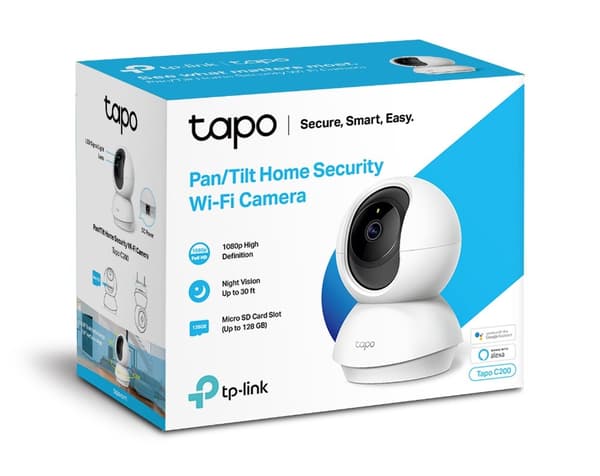 TP-LINK | Pan/Tilt kodin turva Wi-Fi-kamera | Tapo C200 | MP | 4mm/F/2.4 | Yksityisyystila, ääni- ja valohälytys, liiketunnistin Valkoinen